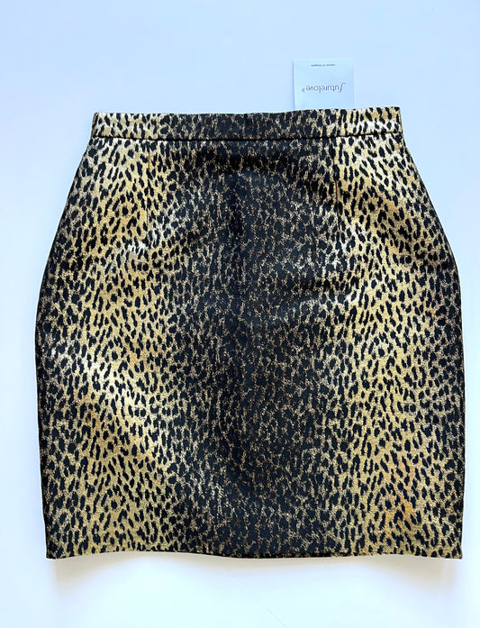 Saint Laurent Leopard Gold Lamé Jacquard Mini Skirt