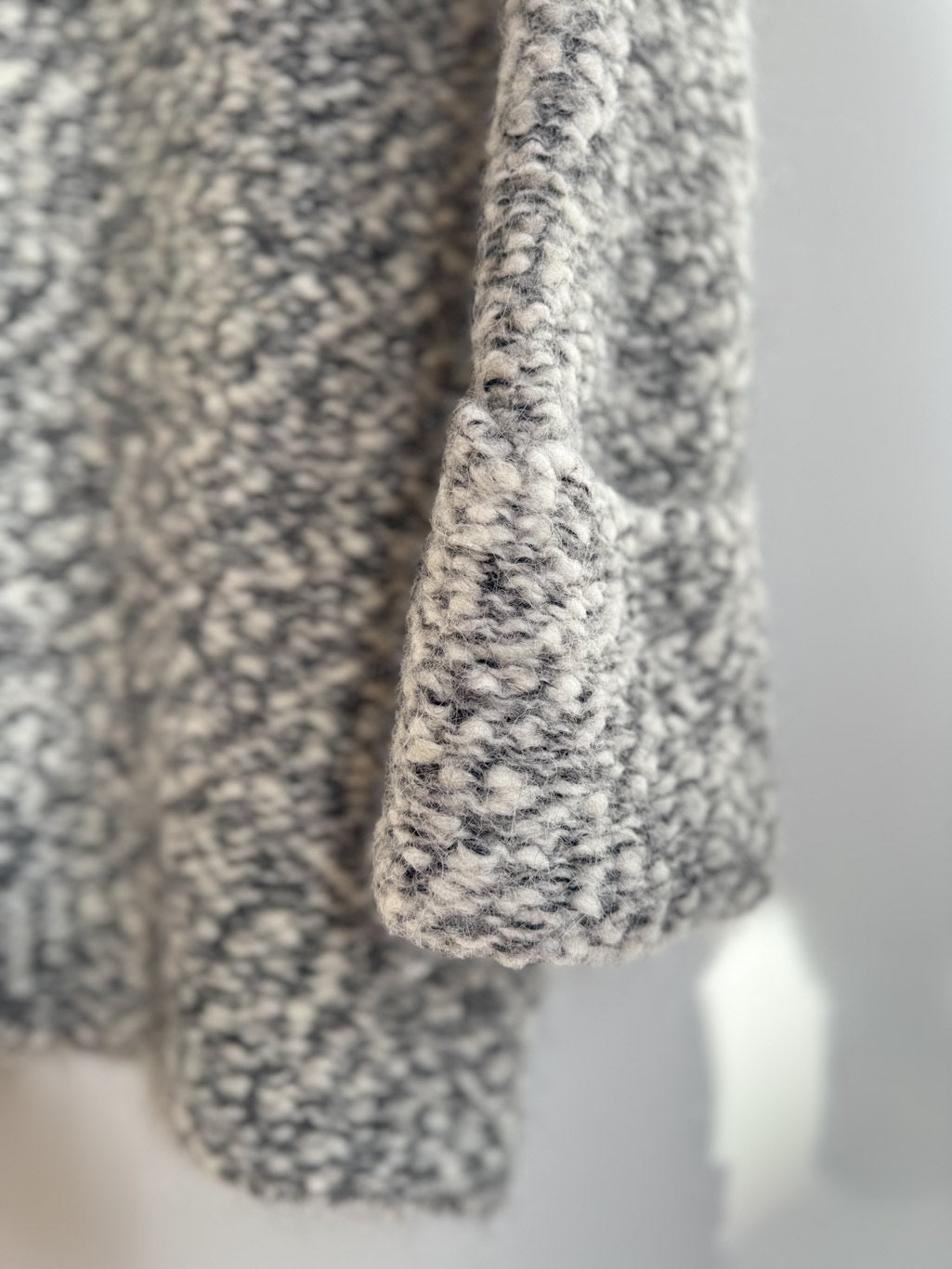 Ganni grey boucle zip funnel neck tunic