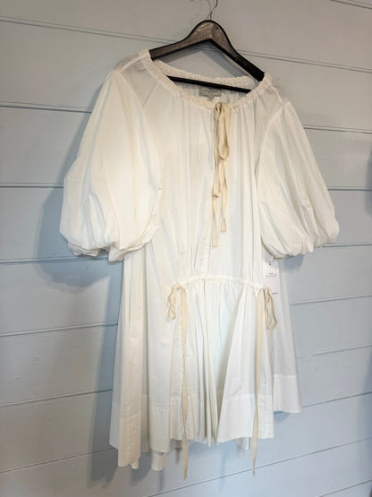 Lee Matthews White Cotten Voluminous Sleeve A Line Dress