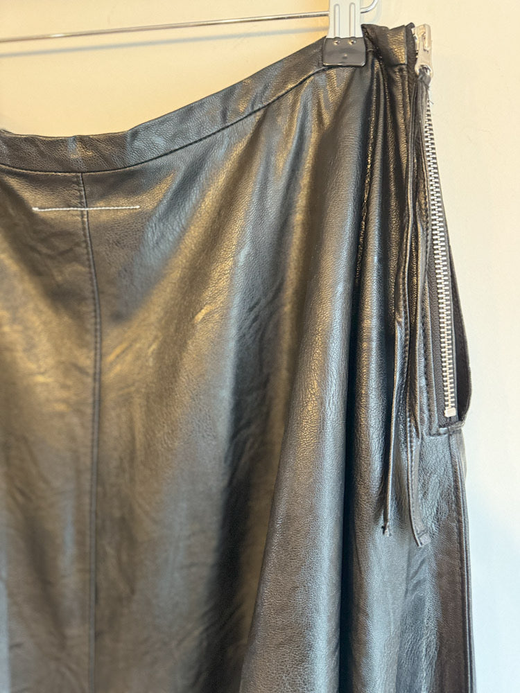 Maison Margeila MM6 Black Faux Leather 'A' Line Maxi Skirt