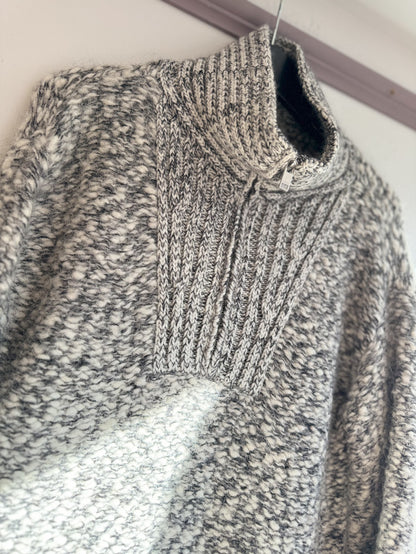 Ganni grey boucle zip funnel neck tunic