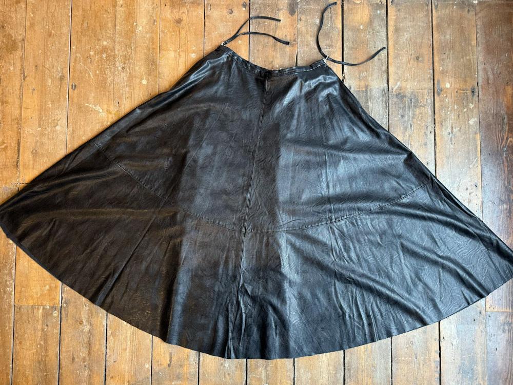 Maison Margeila MM6 Black Faux Leather 'A' Line Maxi Skirt