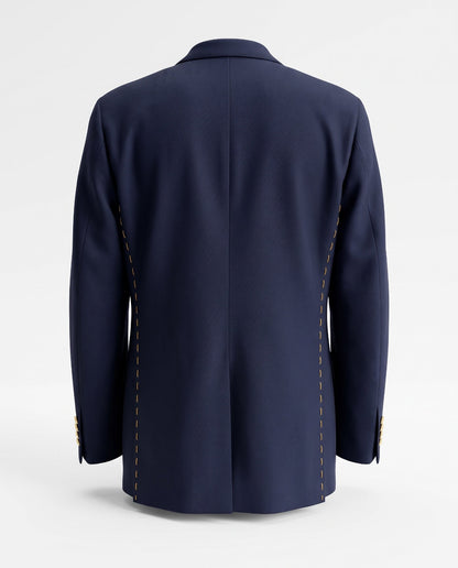 Blaze Burberry Navy Hand Stitched Upcycled Burberry Blazer