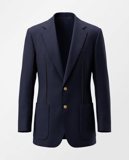 Blaze Burberry Navy Hand Stitched Upcycled Burberry Blazer
