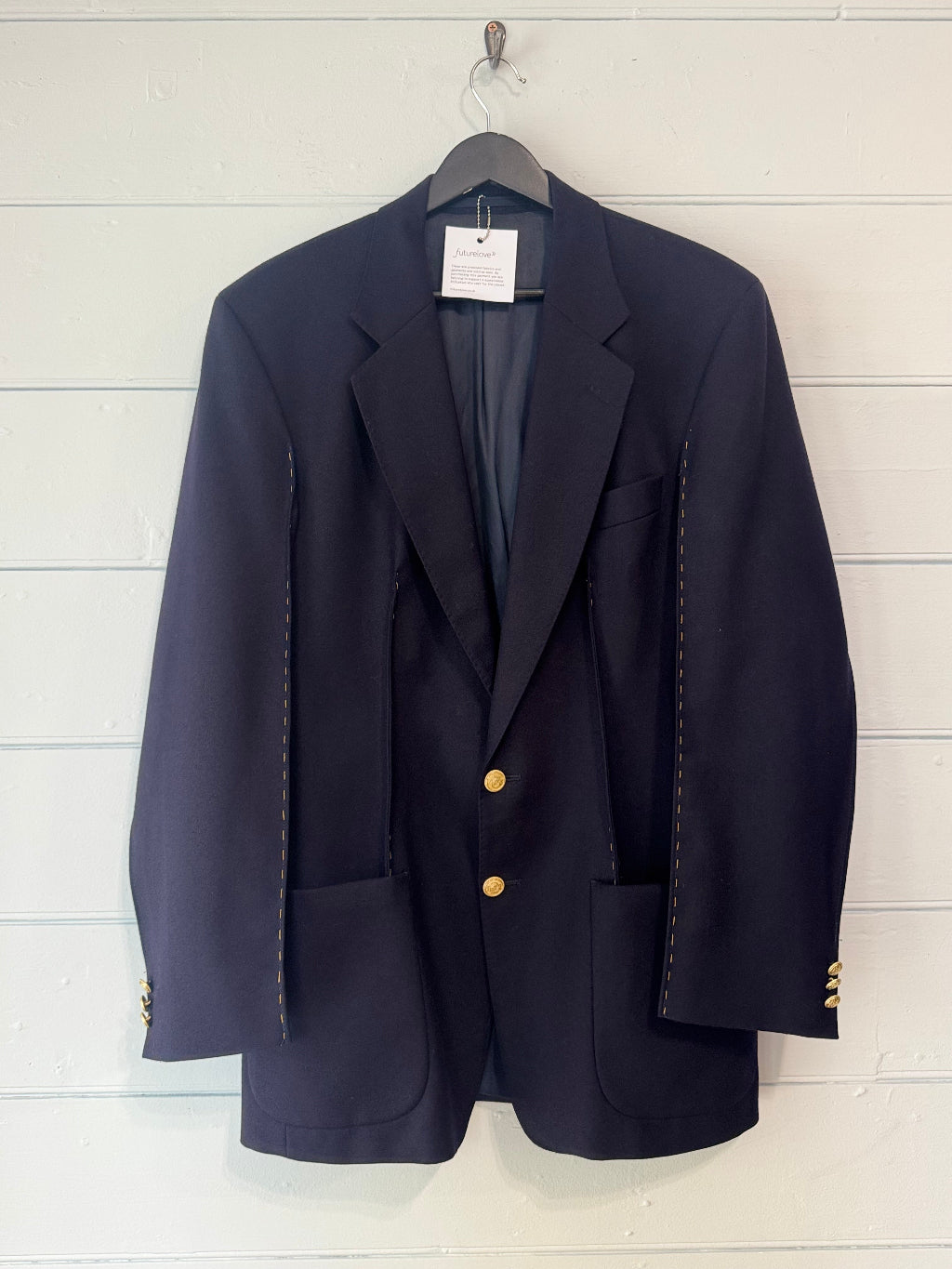 Blaze Burberry Navy Hand Stitched Upcycled Burberry Blazer