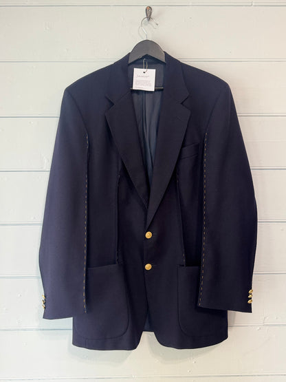 Blaze Burberry Navy Hand Stitched Upcycled Burberry Blazer