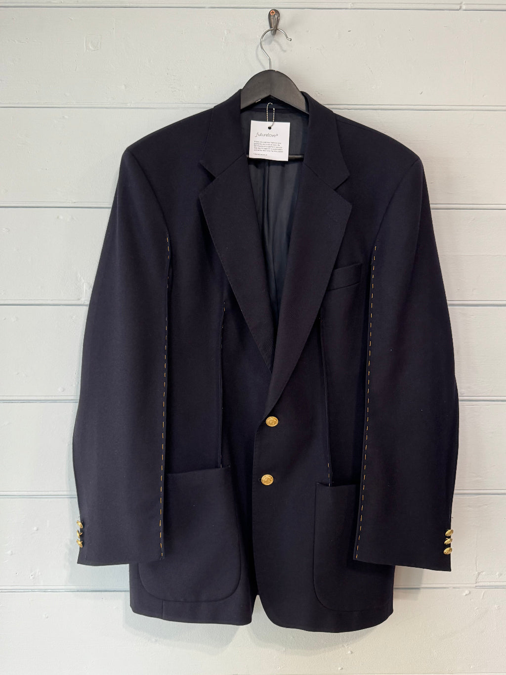 Blaze Burberry Navy Hand Stitched Upcycled Burberry Blazer