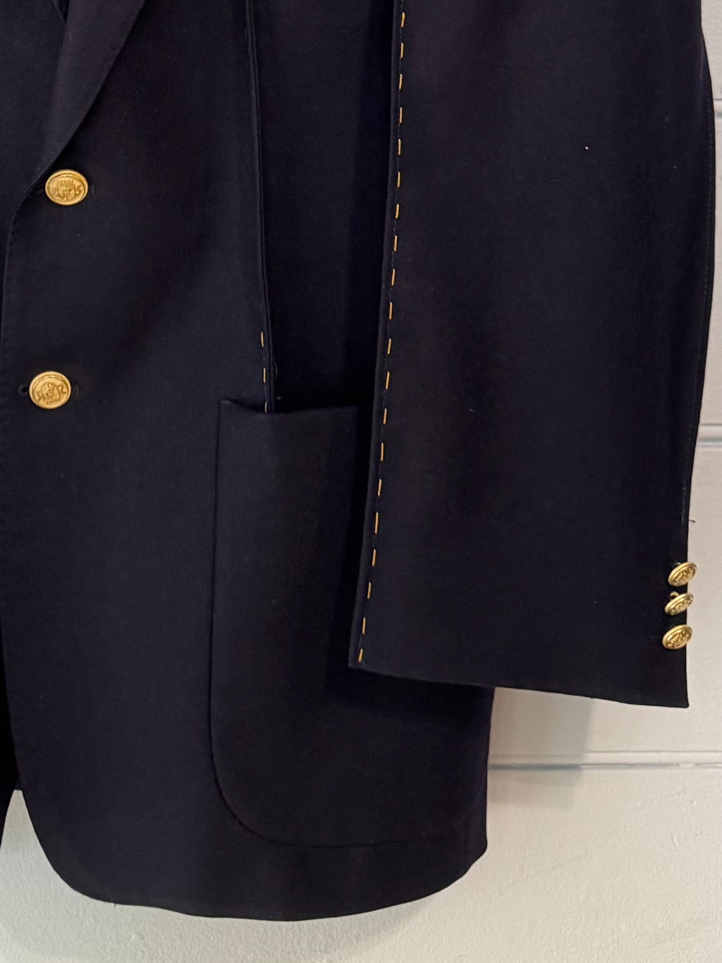 Blaze Burberry Navy Hand Stitched Upcycled Burberry Blazer