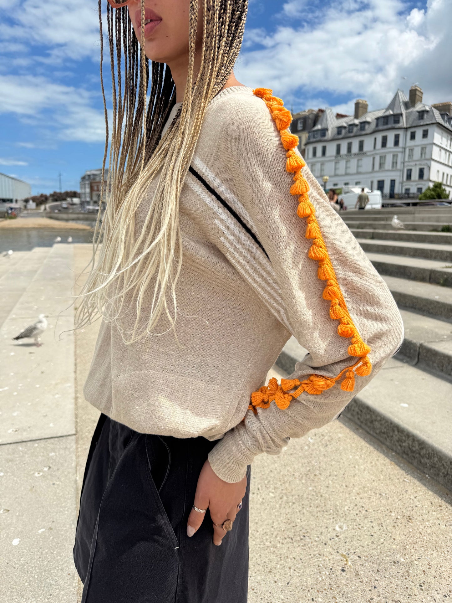 Loewe Orange Tassel Jumper