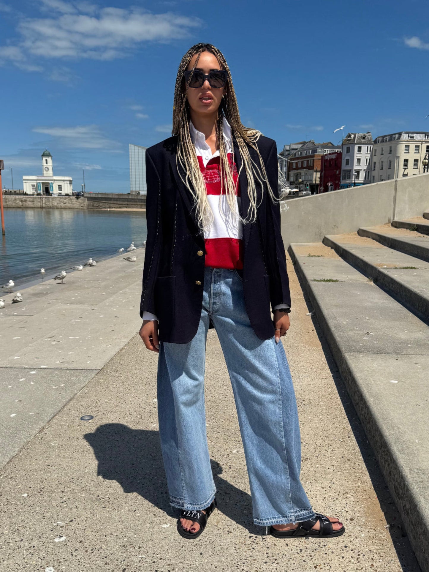 Blaze Burberry Navy Hand Stitched Upcycled Burberry Blazer