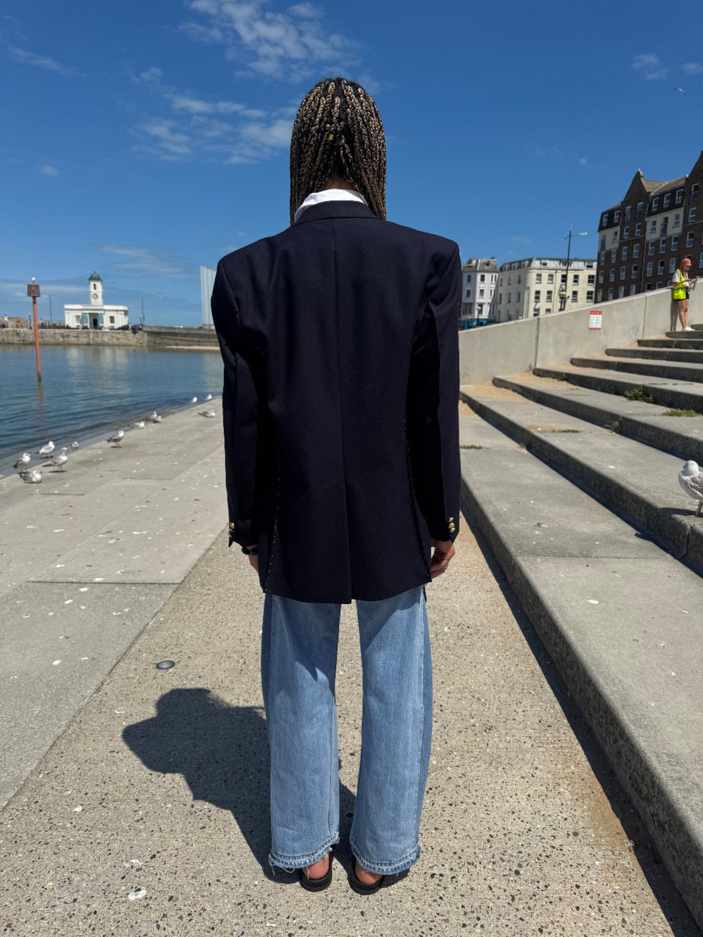 Blaze Burberry Navy Hand Stitched Upcycled Burberry Blazer