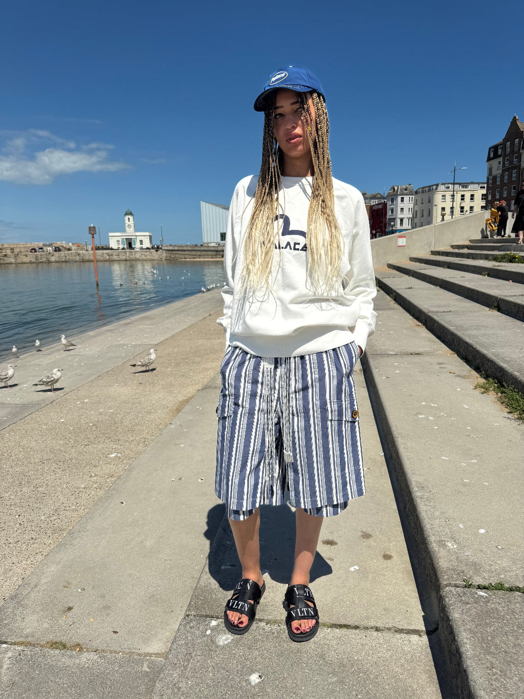 Palace X Evisu Ecru/Navy sweatshirt