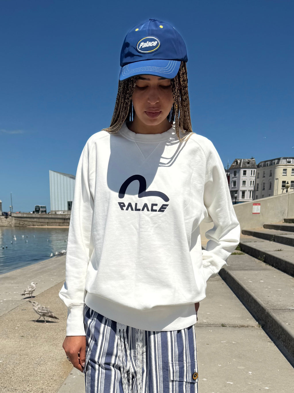 Palace X Evisu Ecru/Navy sweatshirt