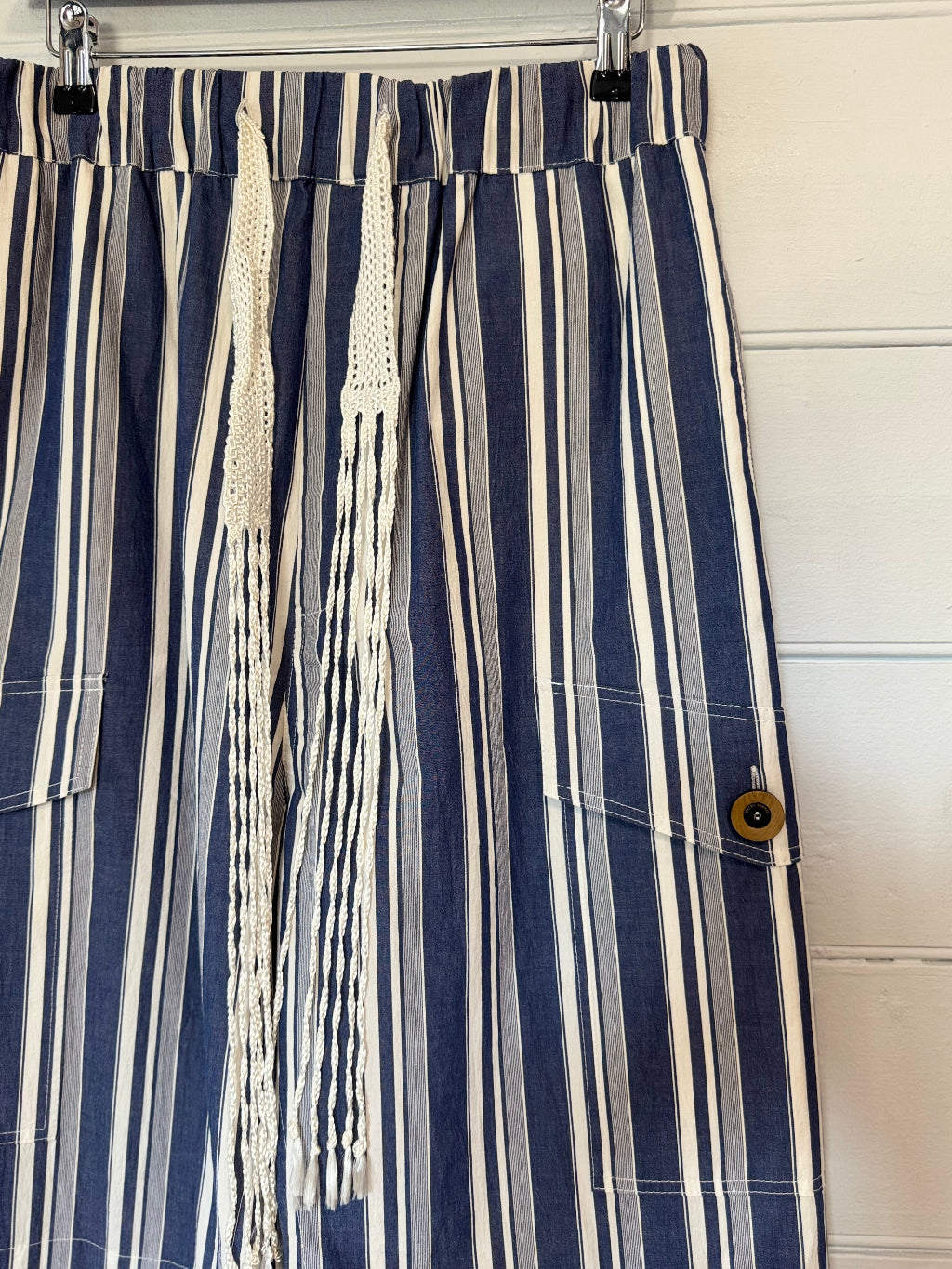 Wales Bonner Stripe Shorts with Crochet Tie Belt
