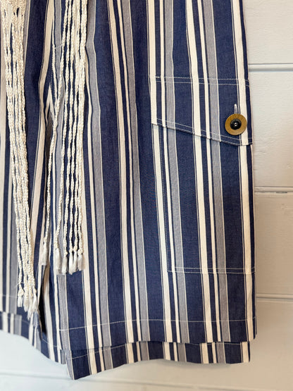 Wales Bonner Stripe Shorts with Crochet Tie Belt