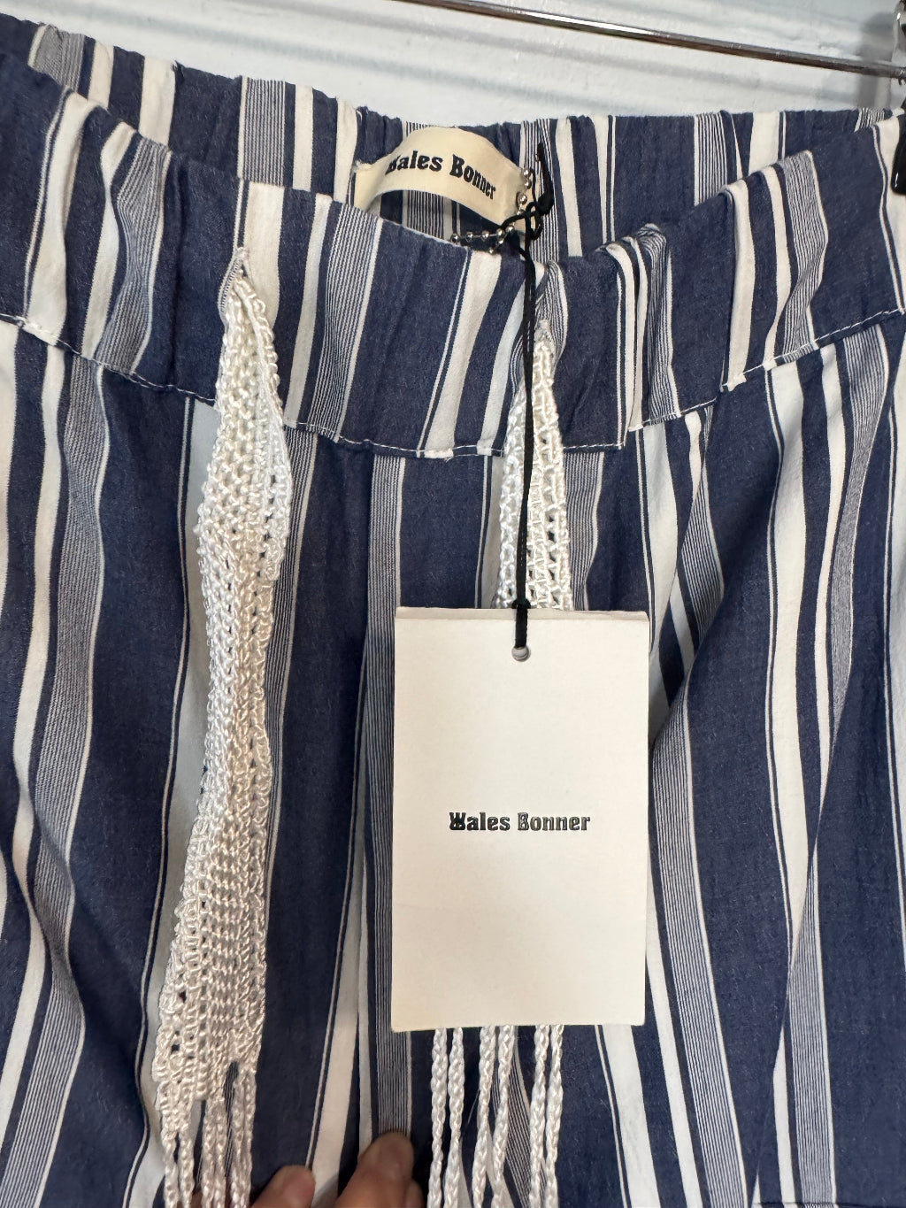 Wales Bonner Stripe Shorts with Crochet Tie Belt