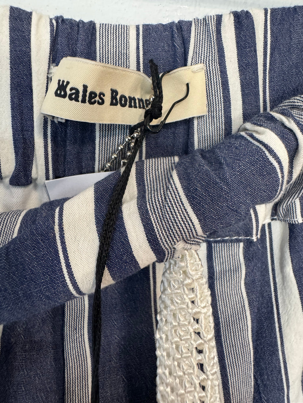 Wales Bonner Stripe Shorts with Crochet Tie Belt