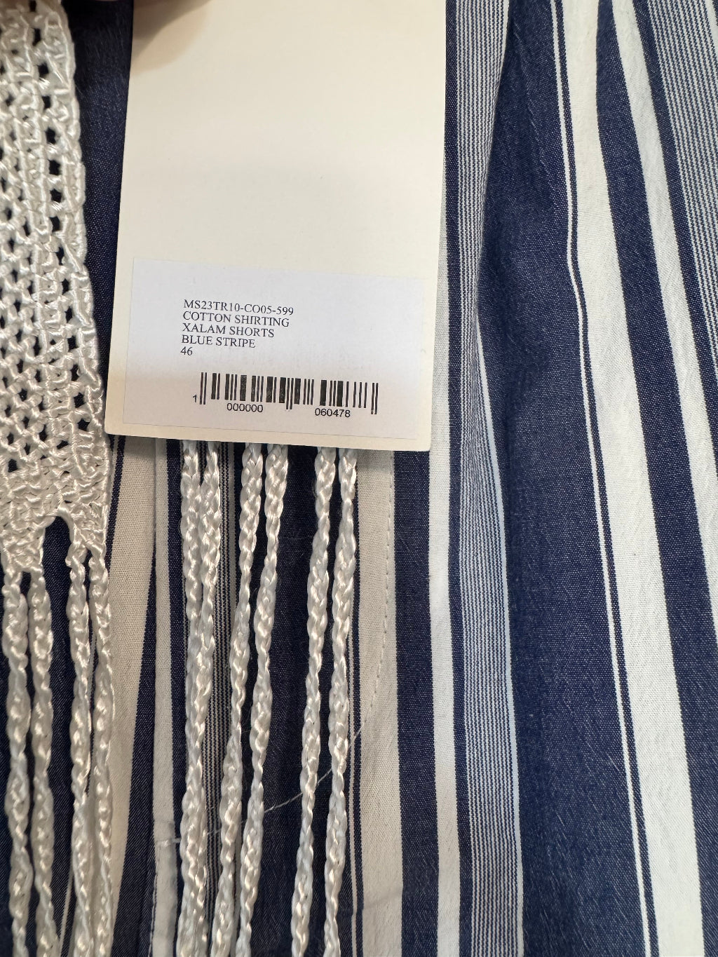 Wales Bonner Stripe Shorts with Crochet Tie Belt