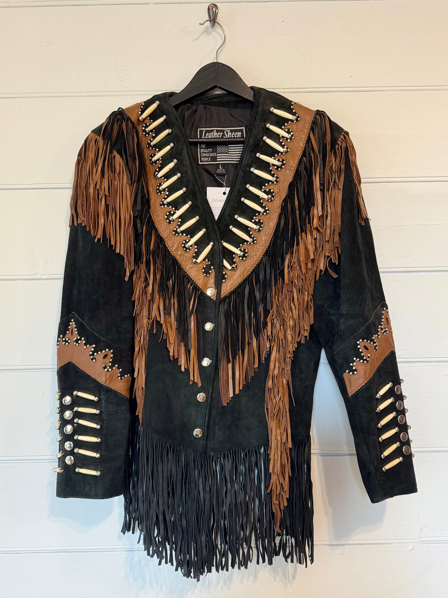 Vintage Black Suede Bead Jacket