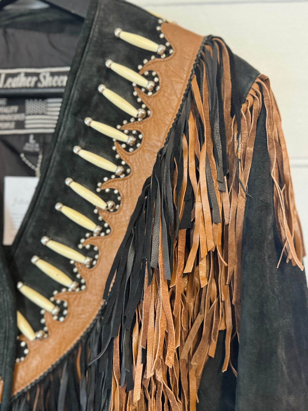 Vintage Black Suede Bead Jacket