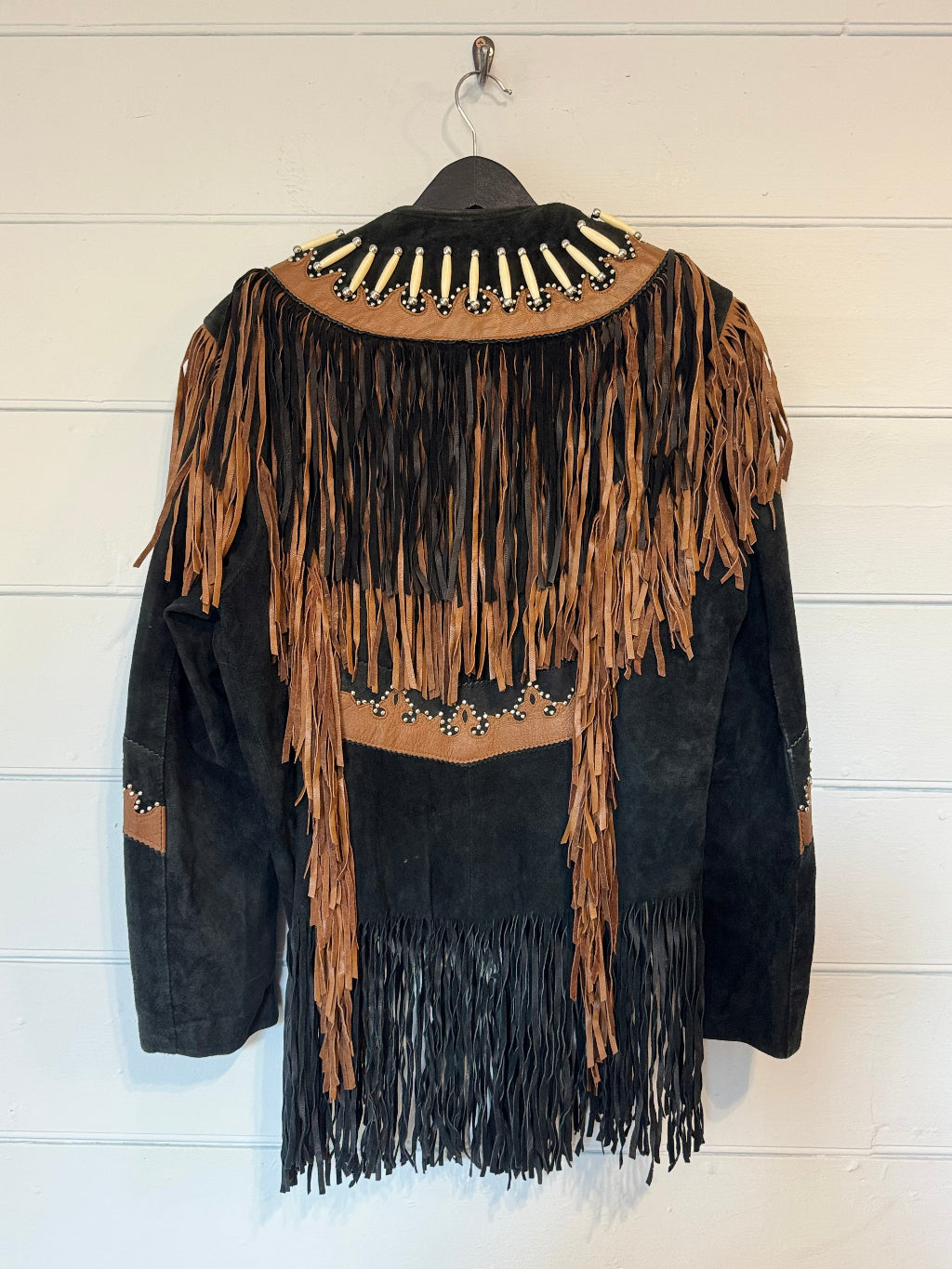 Vintage Black Suede Bead Jacket