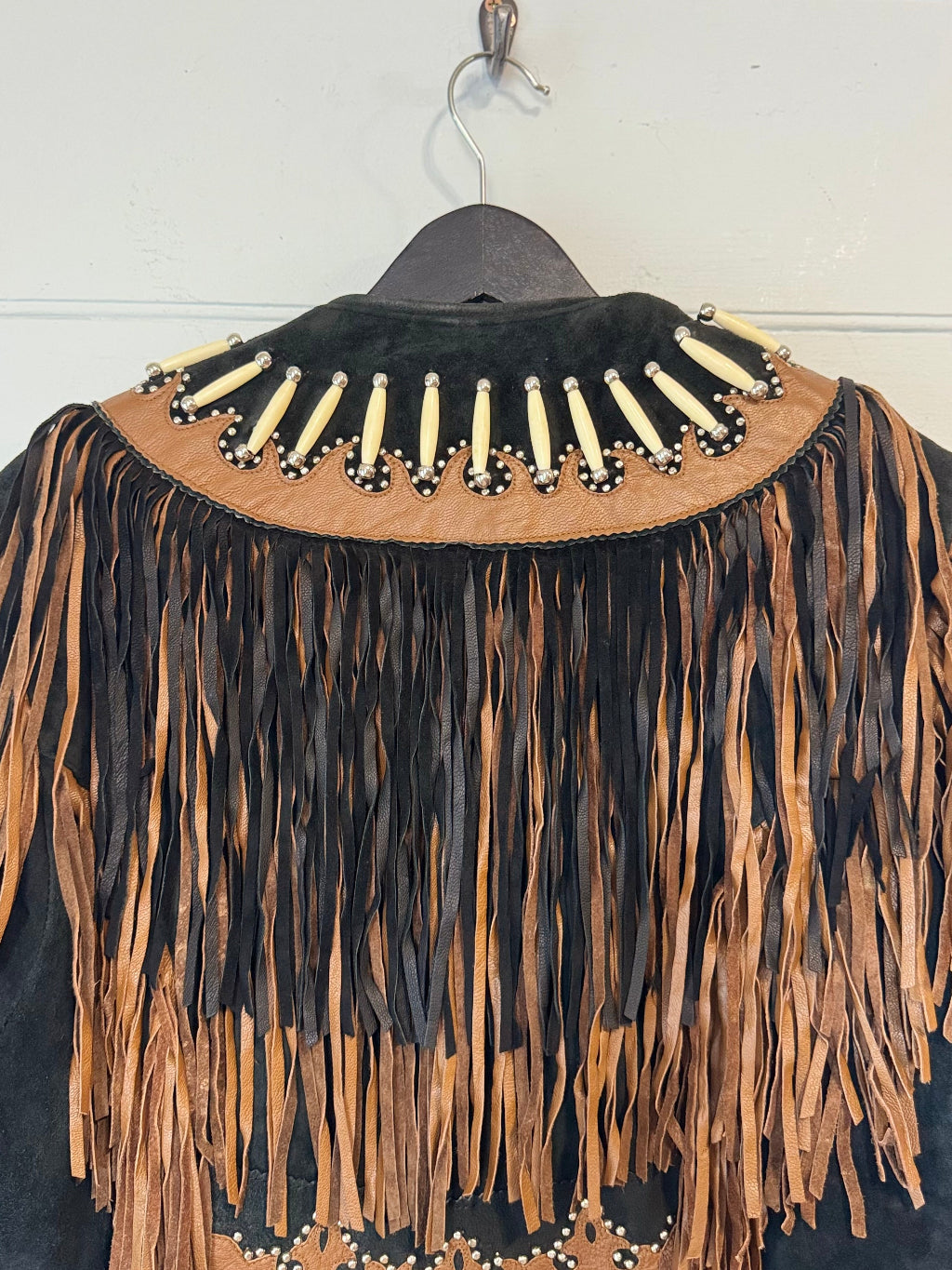 Vintage Black Suede Bead Jacket