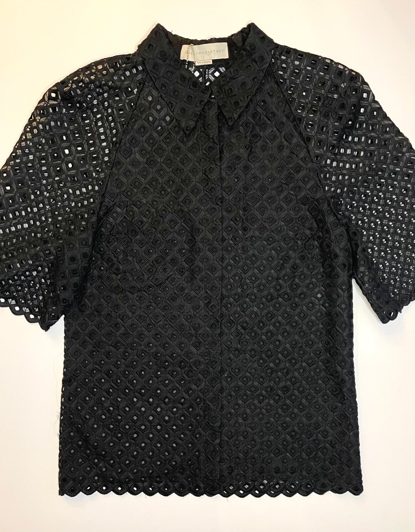 Stella McCartney Black Geo Broderie Short Sleeve Shirt