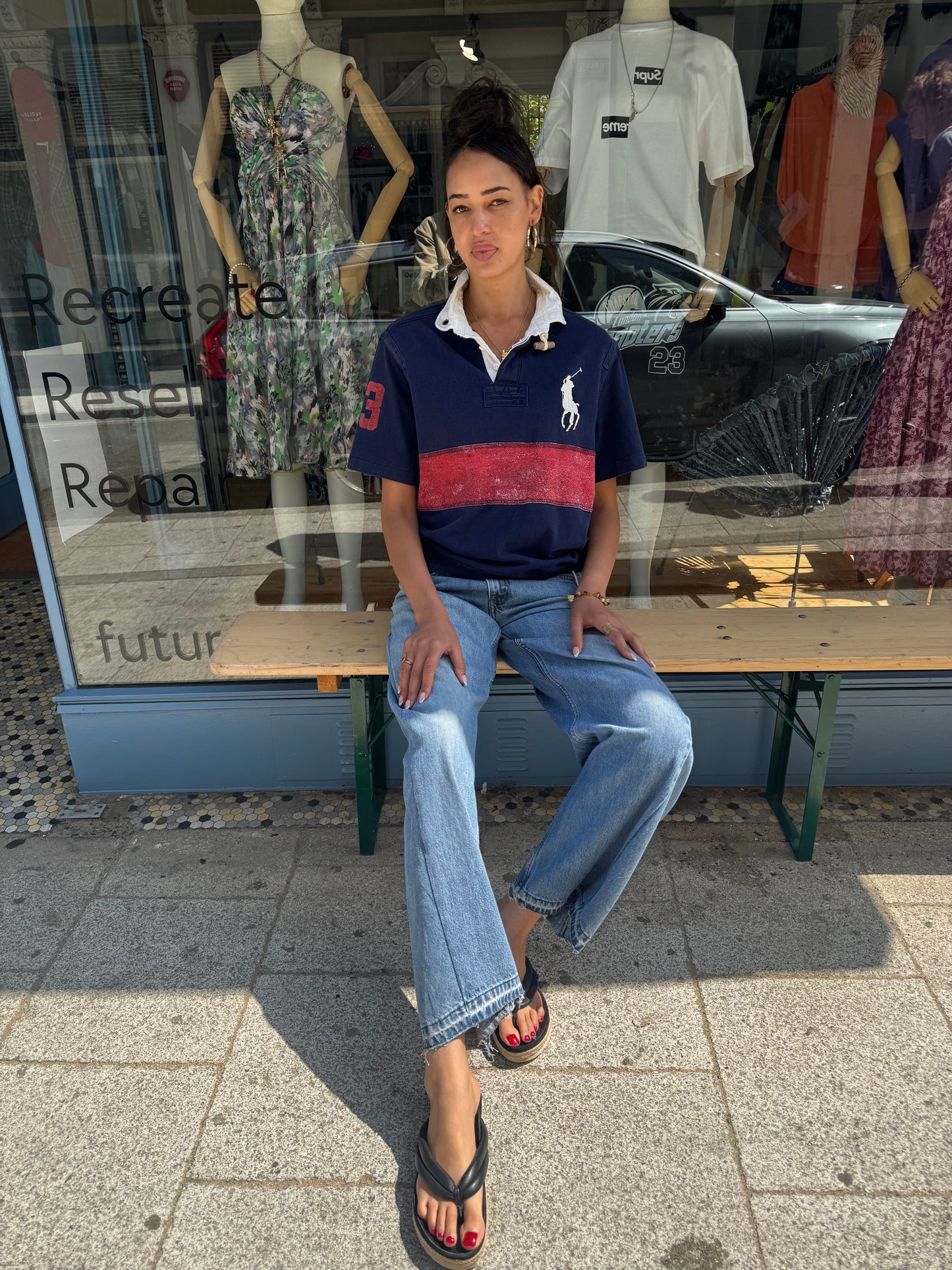 Earl Upcyled Ralph Lauren Navy/Red Big Pony Rugby Shirt