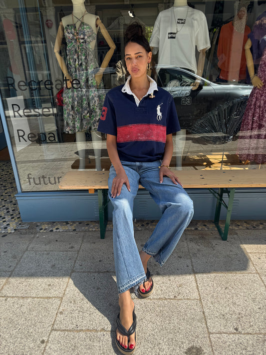 Earl Upcyled Ralph Lauren Navy/Red Big Pony Rugby Shirt