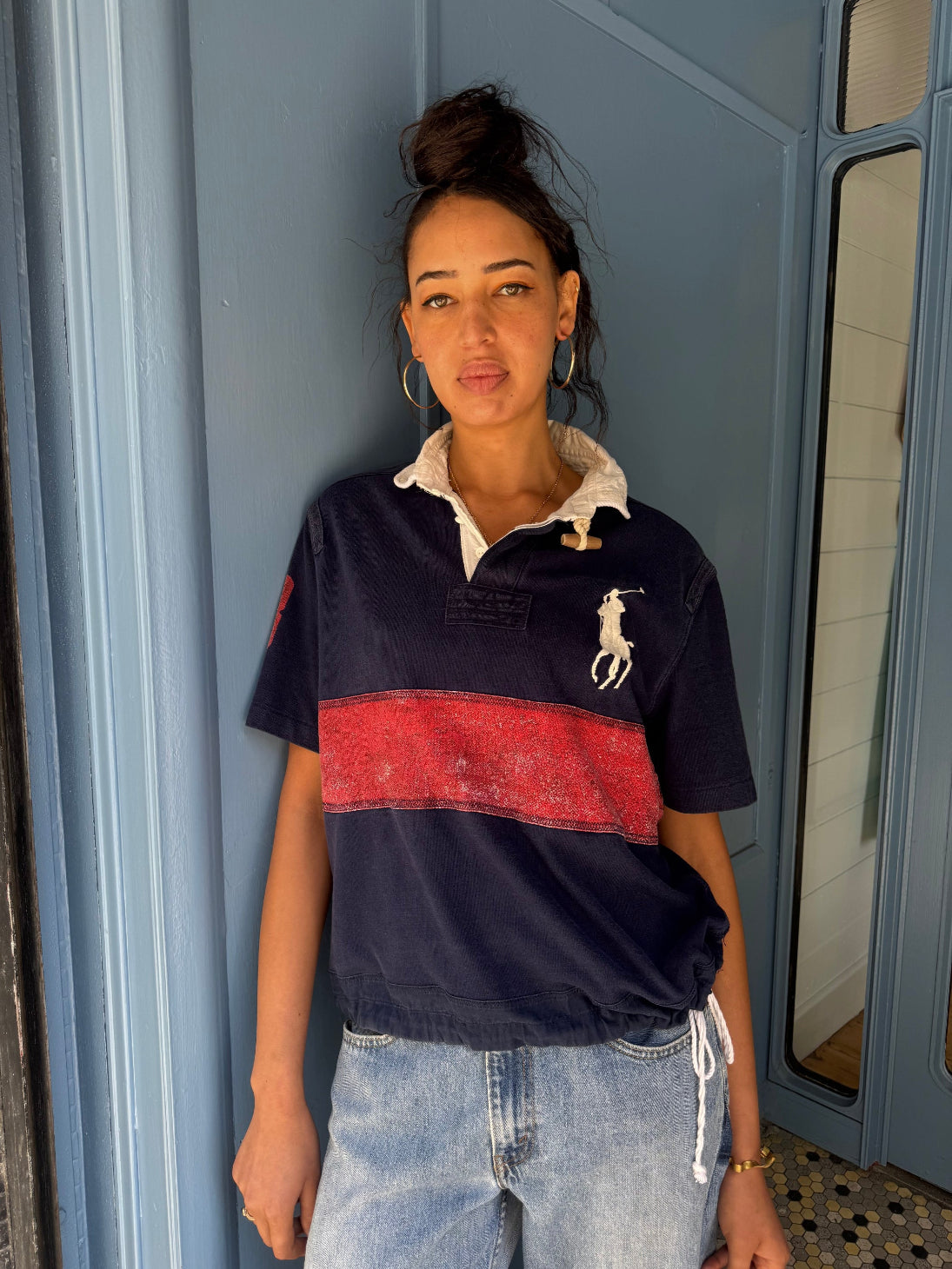 Earl Upcyled Ralph Lauren Navy/Red Big Pony Rugby Shirt