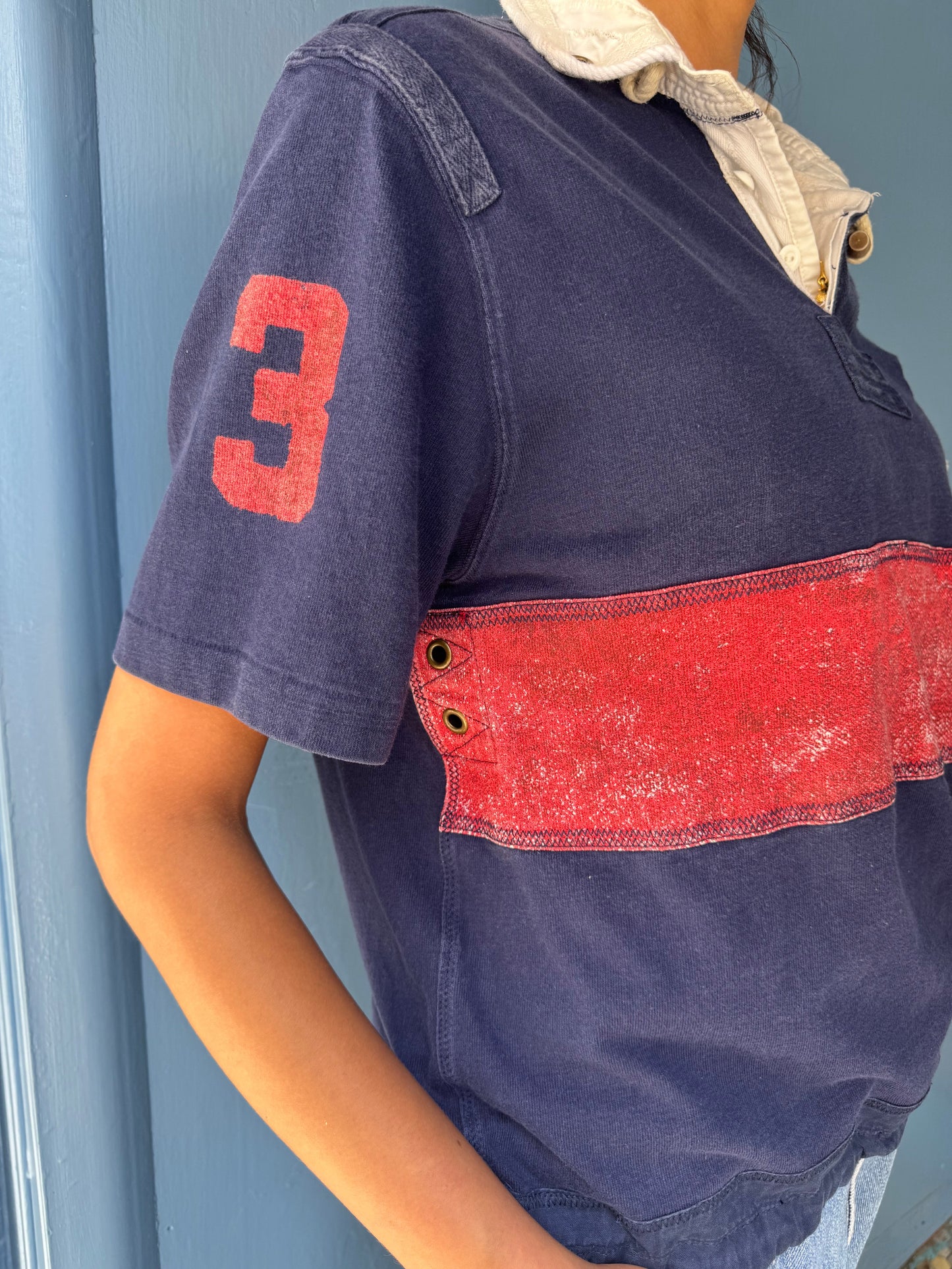 Earl Upcyled Ralph Lauren Navy/Red Big Pony Rugby Shirt