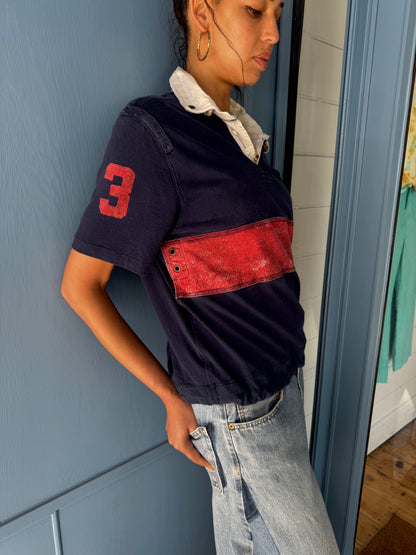 Earl Upcyled Ralph Lauren Navy/Red Big Pony Rugby Shirt