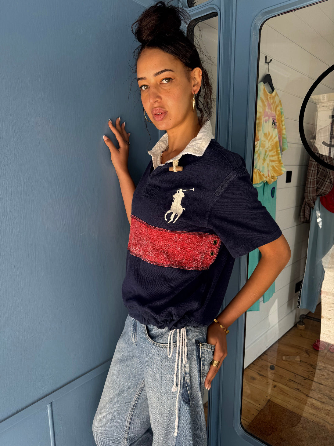 Earl Upcyled Ralph Lauren Navy/Red Big Pony Rugby Shirt