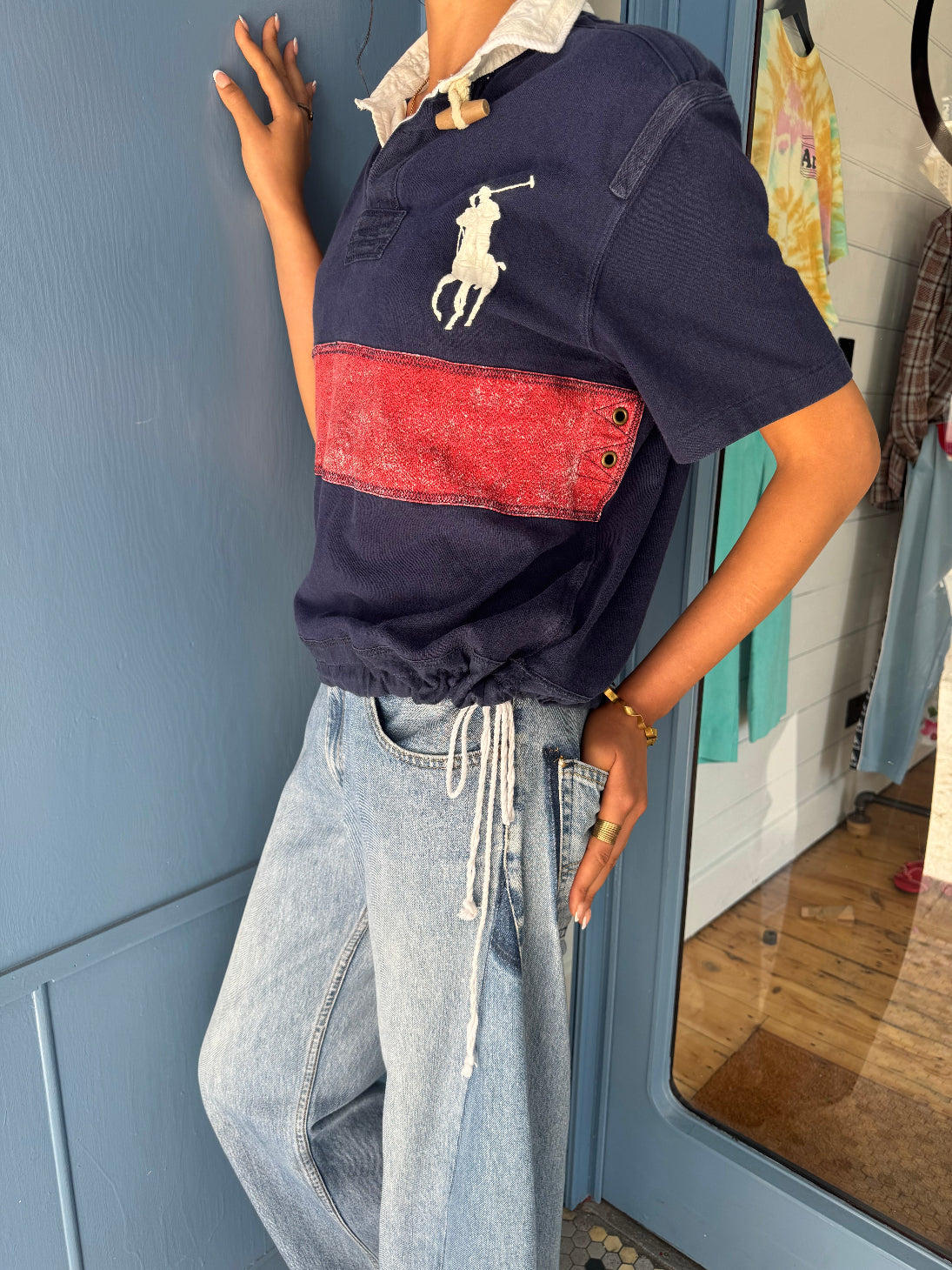 Earl Upcyled Ralph Lauren Navy/Red Big Pony Rugby Shirt