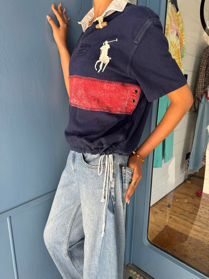 Earl Upcyled Ralph Lauren Navy/Red Big Pony Rugby Shirt