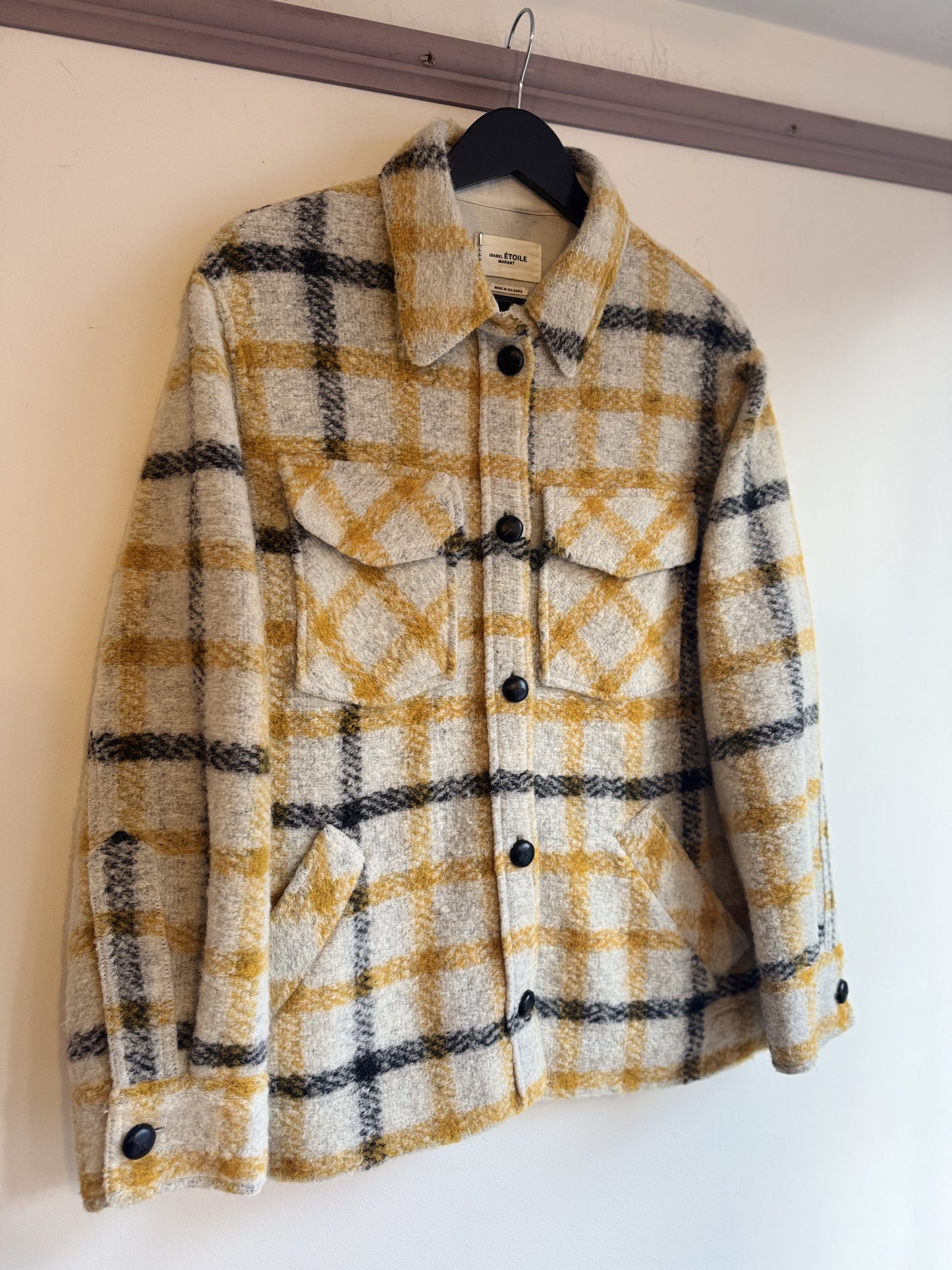 Isabel Marant Etoile Cream/yellow/black check shacket