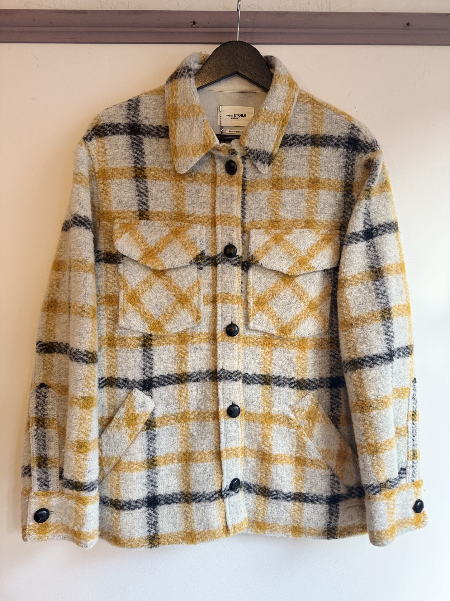 Isabel Marant Etoile Cream/yellow/black check shacket