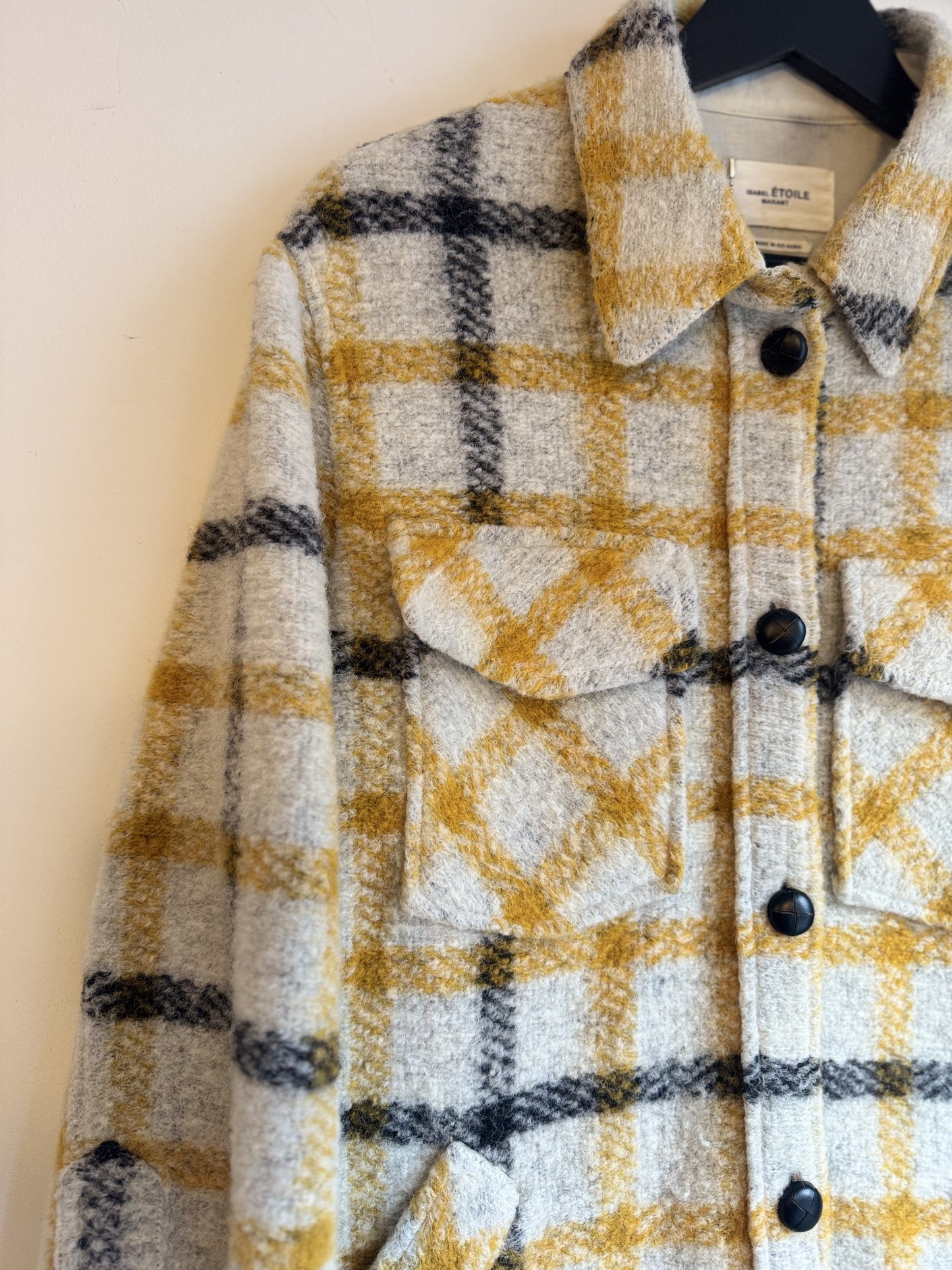 Isabel Marant Etoile Cream/yellow/black check shacket