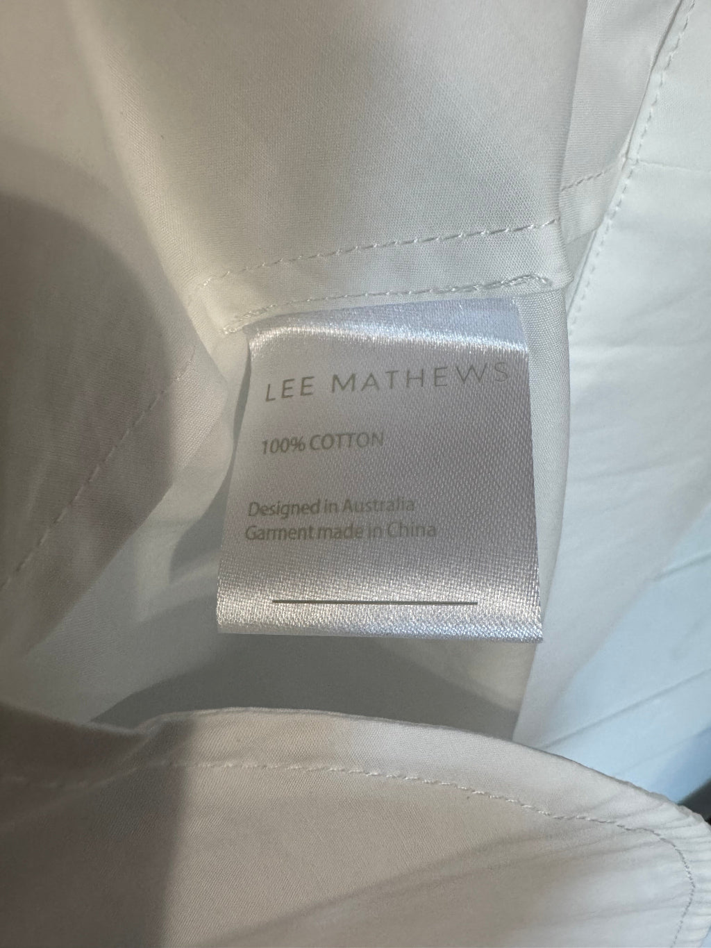 Lee Matthews White Cotten Voluminous Sleeve A Line Dress