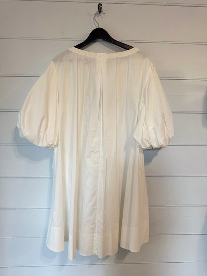 Lee Matthews White Cotten Voluminous Sleeve A Line Dress