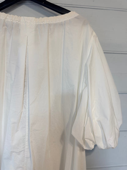 Lee Matthews White Cotten Voluminous Sleeve A Line Dress