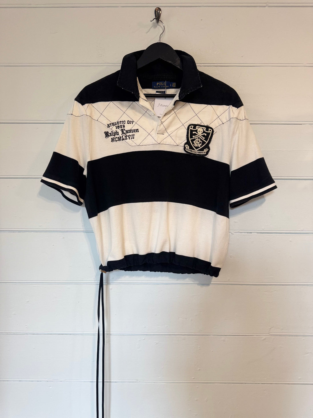 Earl Ralph Lauren blk/ wht Stripe Short Sleeve Rugby Shirt