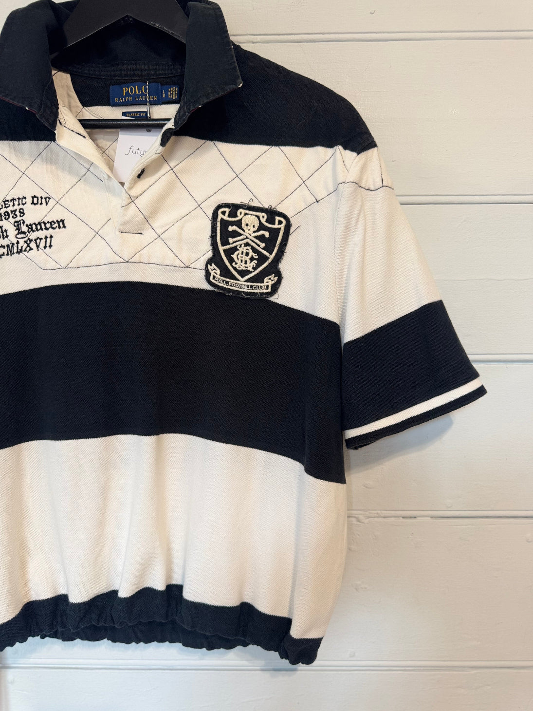 Earl Ralph Lauren blk/ wht Stripe Short Sleeve Rugby Shirt