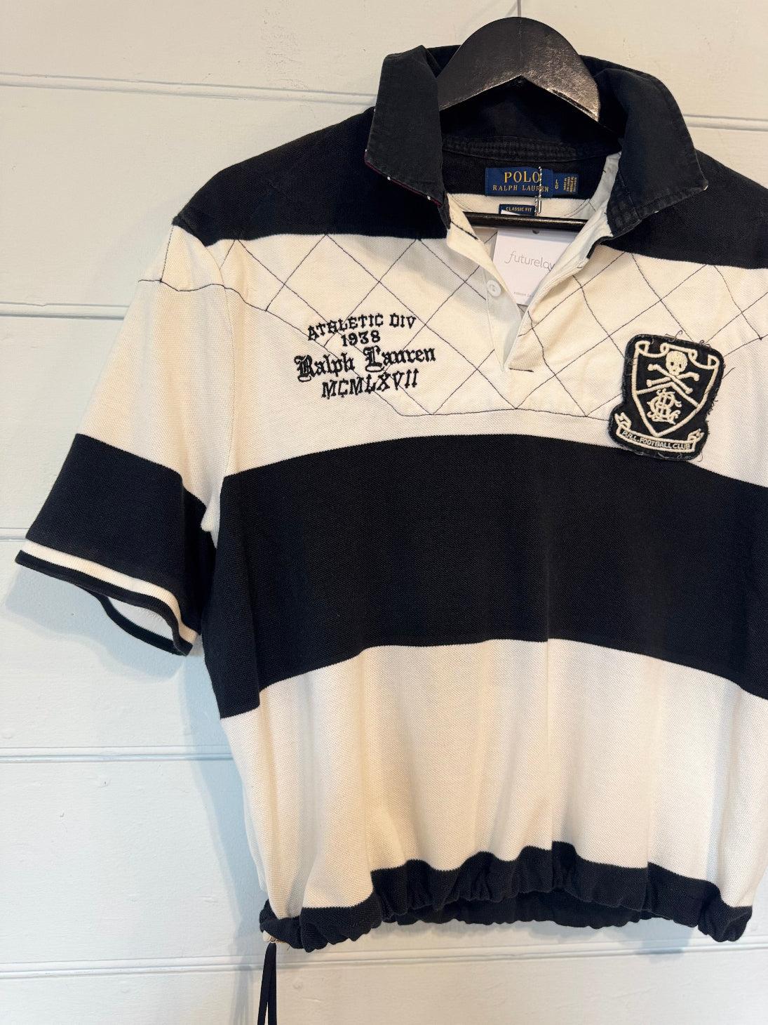 Earl Ralph Lauren blk/ wht Stripe Short Sleeve Rugby Shirt