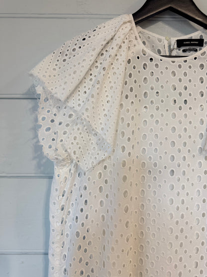 Isabel Marant White Cotton Broderie Short Dress