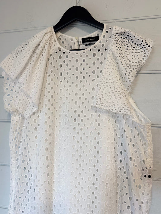 Isabel Marant White Cotton Broderie Short Dress