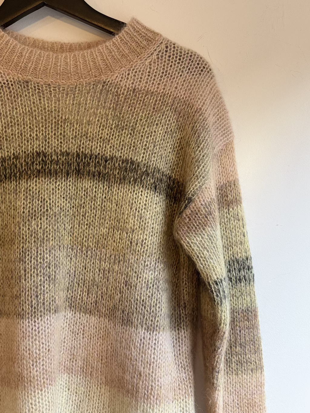 Acne Studios dusky pink/camel ombre stripe jumper.