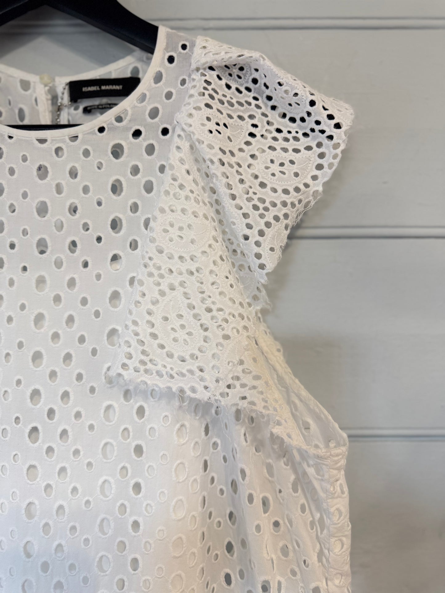 Isabel Marant White Cotton Broderie Short Dress