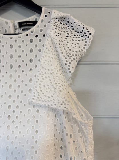 Isabel Marant White Cotton Broderie Short Dress