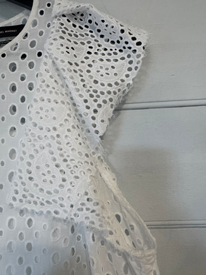 Isabel Marant White Cotton Broderie Short Dress